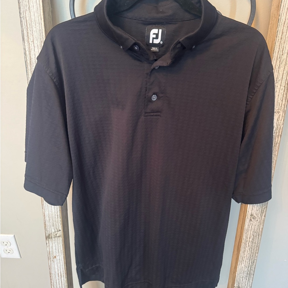 Footjoy‎ Men's Black Textured Lightweight Polo Shirt Size Medium